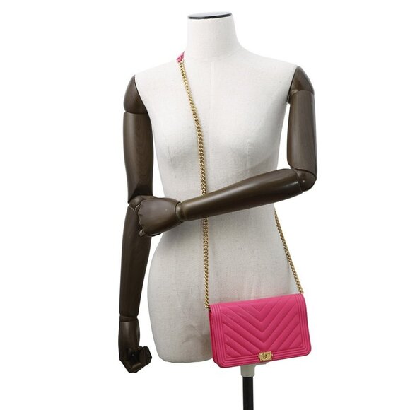 CHANEL Boy's Chanel Chevron Chain Wallet Calfskin Pink AP1117 - Picture 3 of 16